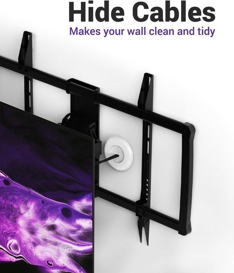 VCELINK Brush in Wall Cable Management Kit for Wall Mounted TV, Cord Hider for Low Voltage Cables Pass Through, Includes Hole Saw Drill Attachment and Mounting Brackets for Easy Install, White, 2-Pack - Image 2